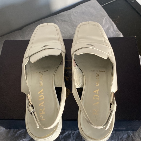 Prada white flat leather sling back sandal in size 6 - Picture 6 of 16